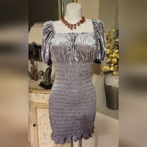 Elegant Silver Ruched Dress